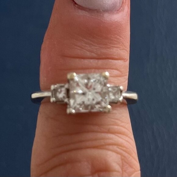 Princess Cut Diamond Engagement Ring 1.62 CT G SI3 Ideal EGL USA White Gold - Picture 6 of 11